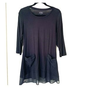 NWOT LOGO 3/4 Sleeve Knot Top with Chiffon Trim